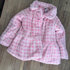 Disney Princess Checkered Faux Fur Button Up Coat